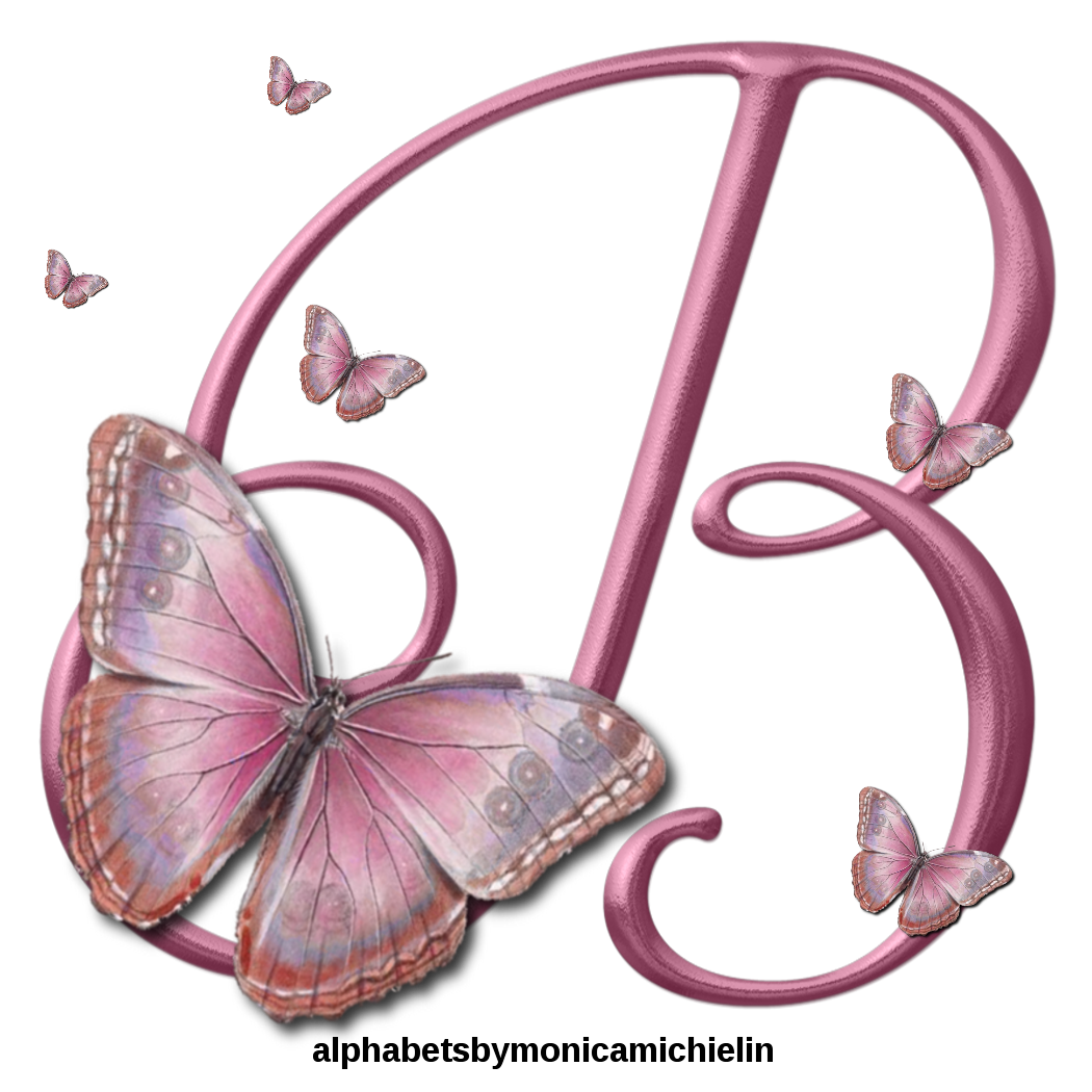 Monica Michielin Alfabetos Soft Pink Butterfly Classic Font Alphabet Png