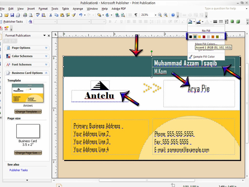 Cara membuat Kartu Nama atau Business cards Microsoft