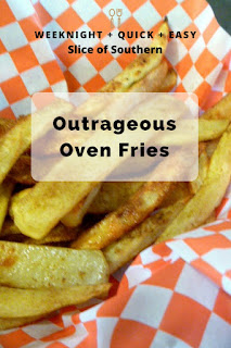 Outrageous Oven Fries will leave them begging for more! Perfect as a side dish to any cookout! Slice of Southern