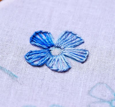 Hướng dẫn thêu hoa lưu ly - Hình 5