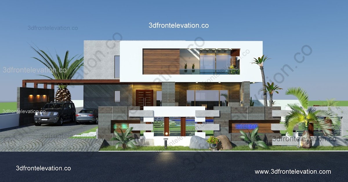 3D Front Elevation com 2  Kanal  House  Plan  Sale DHA 