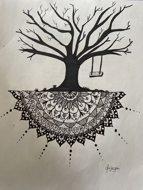 Zentangle and Mandala: Tree roots mandala