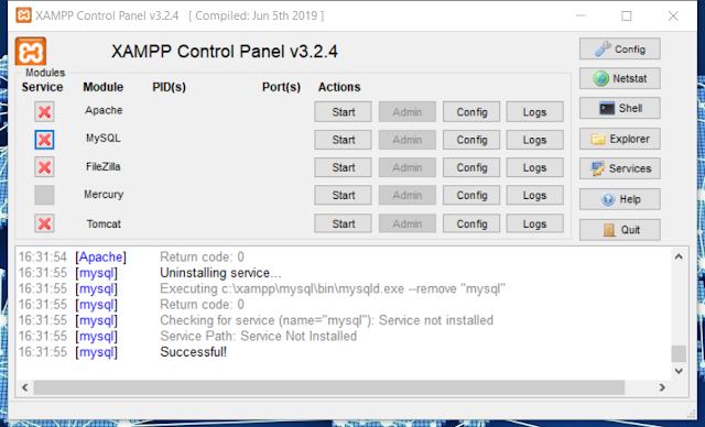 MENGHENTIKAN MODULE XAMPP