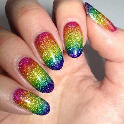 rainbow nail glitter designs nails tutorial shining gel glittery diy holo trend rock rainbows sheideas crazy shine loved hope try