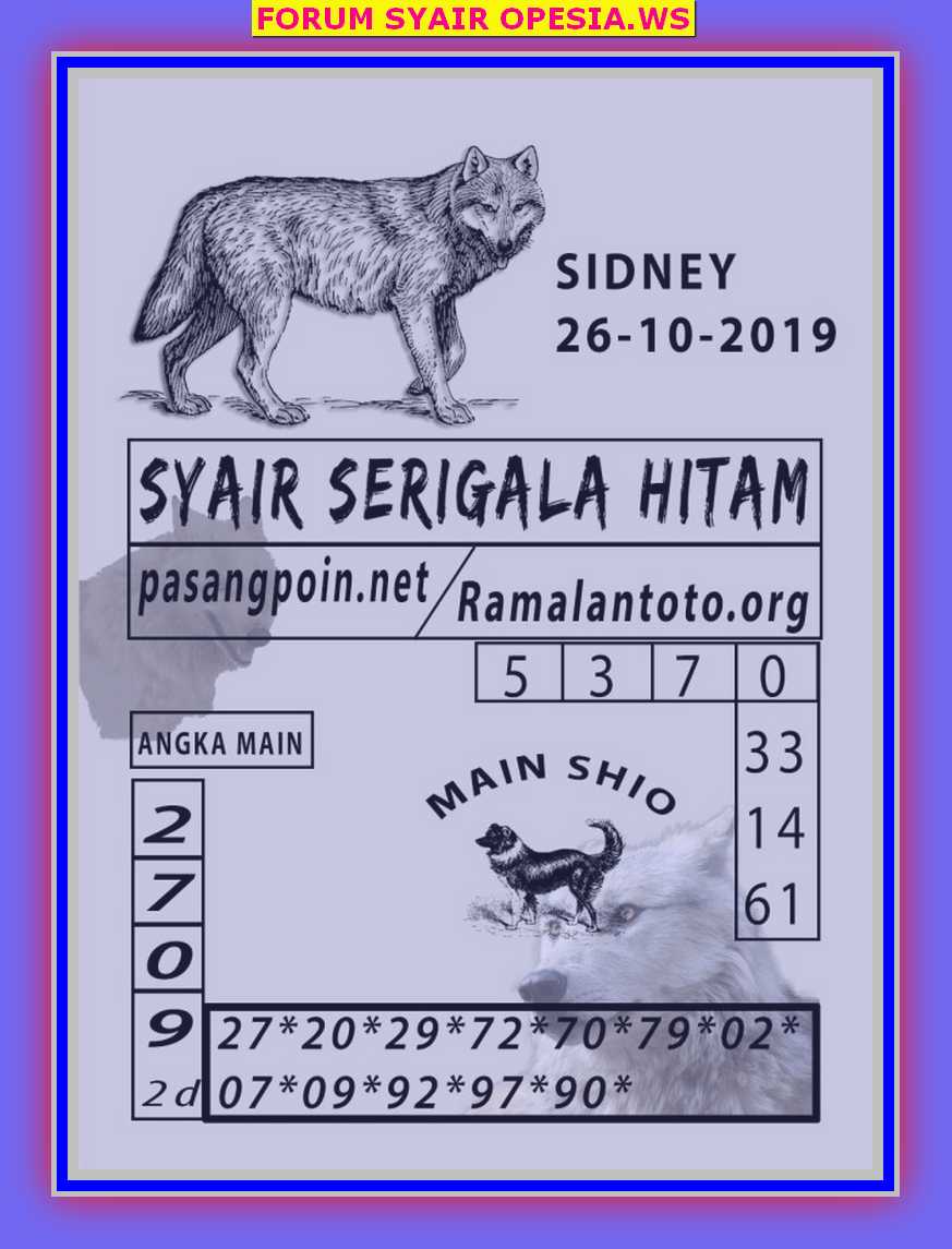 Kode syair Sydney 26 Oktober 2019 FORUM SYAIR TOGEL