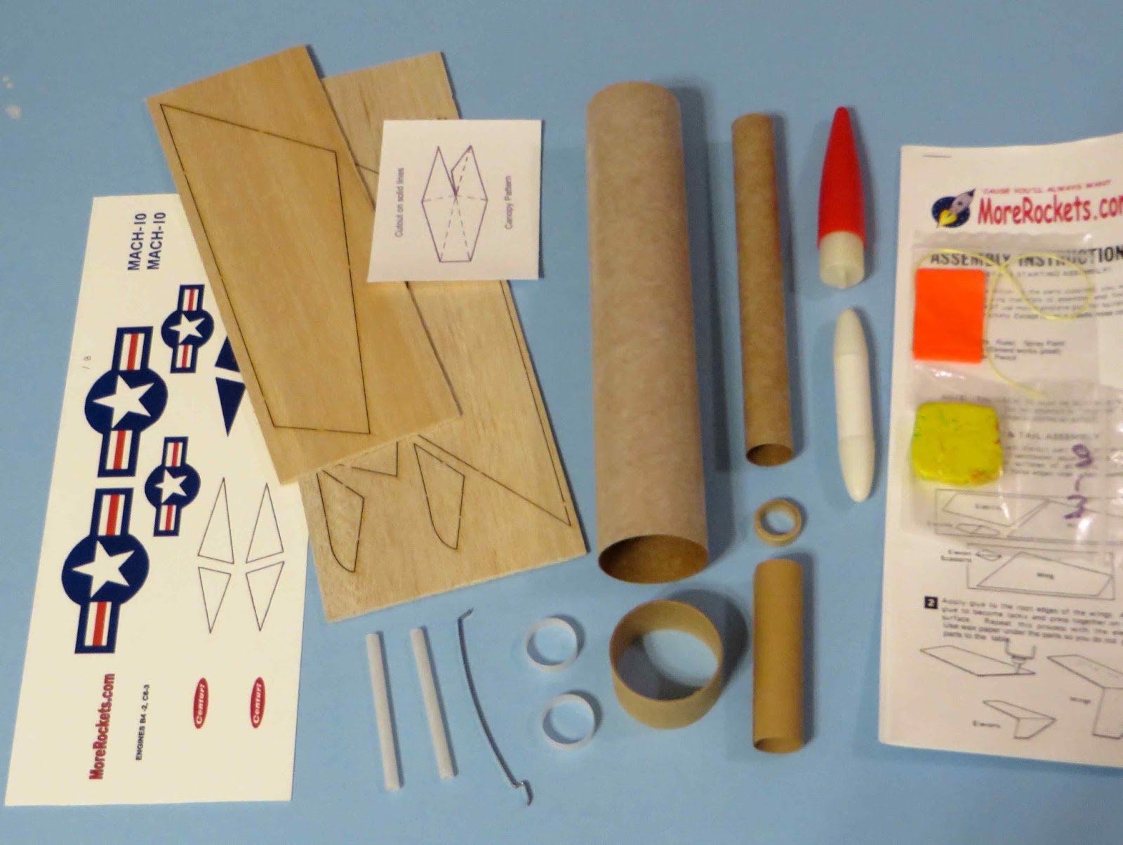 Model Rocket Building More Rockets Mach 10 Build Part 1, Parts