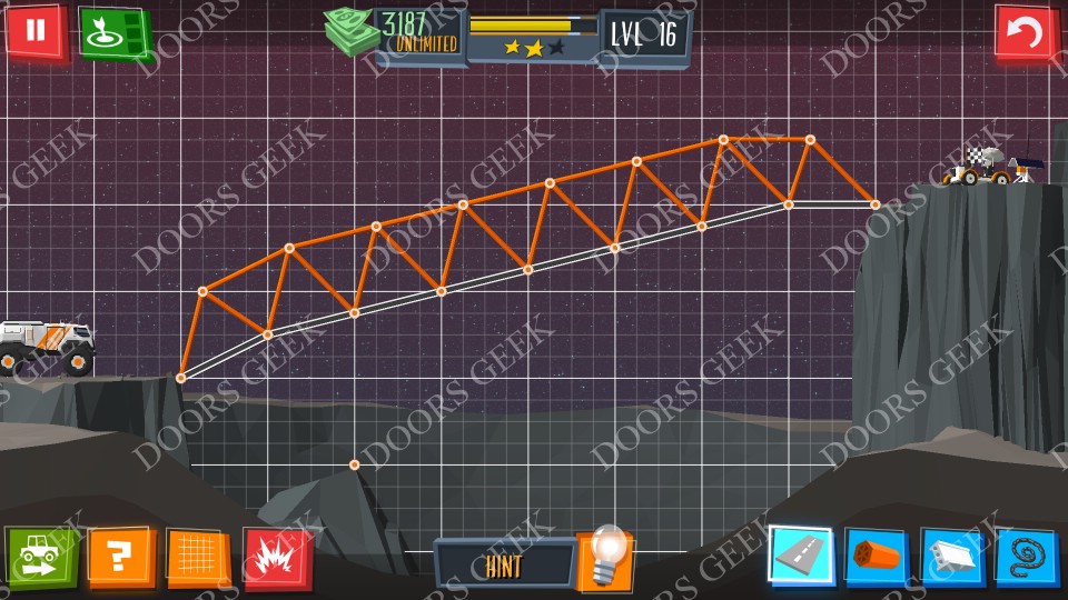 Build a Bridge! [Space] Level 16 Solutions ~ Doors Geek