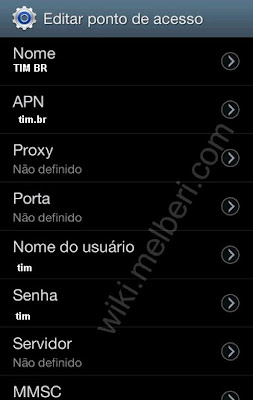 Configuração 3G APN TIM no Android Brasil