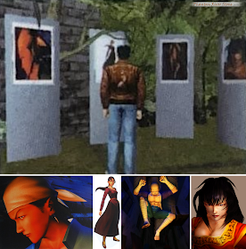 Some of the Shenmue art on display in the deom: Ren, Xiuying, Chai and Niao Sun.