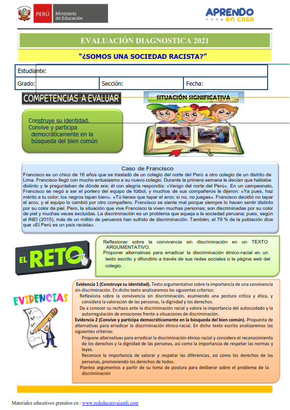 ejemplo de evaluacion diagnostica