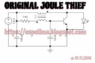gambar original joule thief skema circuit dengan kapasitor