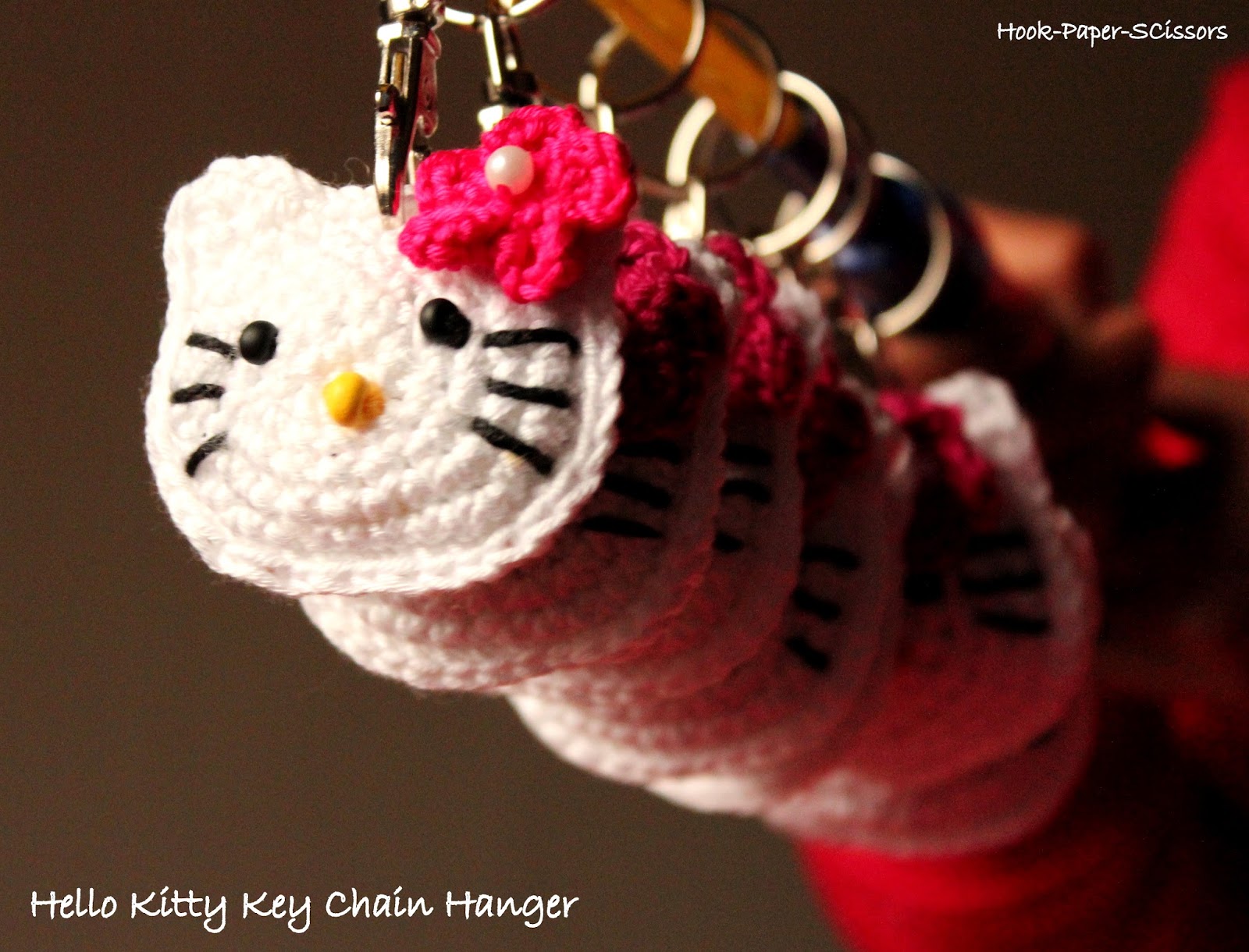 HookPaperScissors Crochet Hello Kitty Key Chain Hanger with Pattern