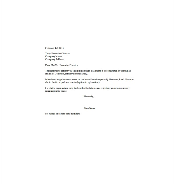 Board Member Removal Letter Template ~ Resume Letter