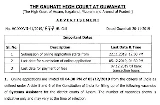 Gauhati High Court (GHC) System Assistant Previous Paper and Syllabus in Hindi