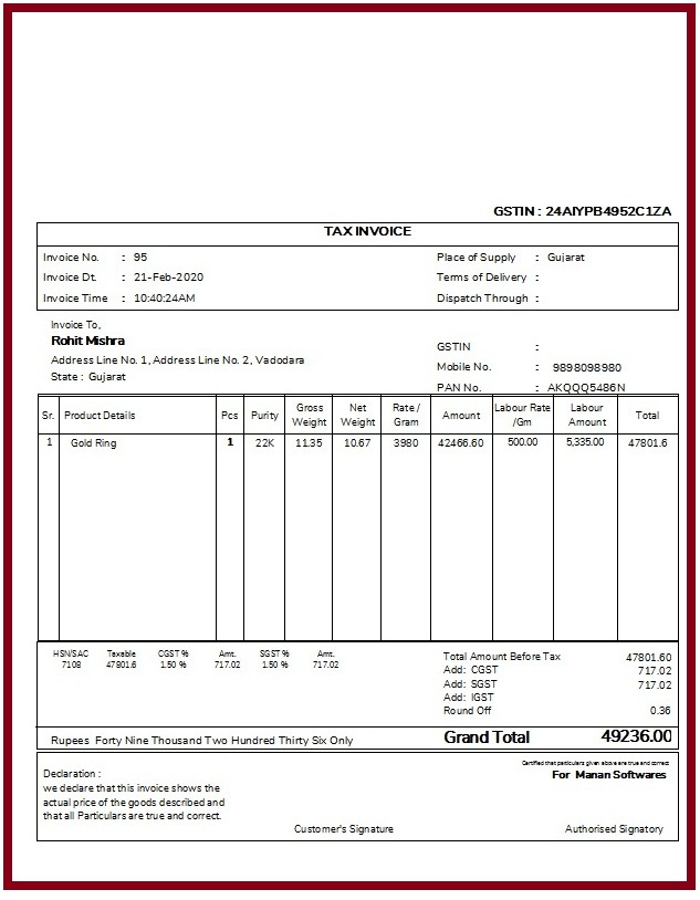 Jewelry Invoice Template