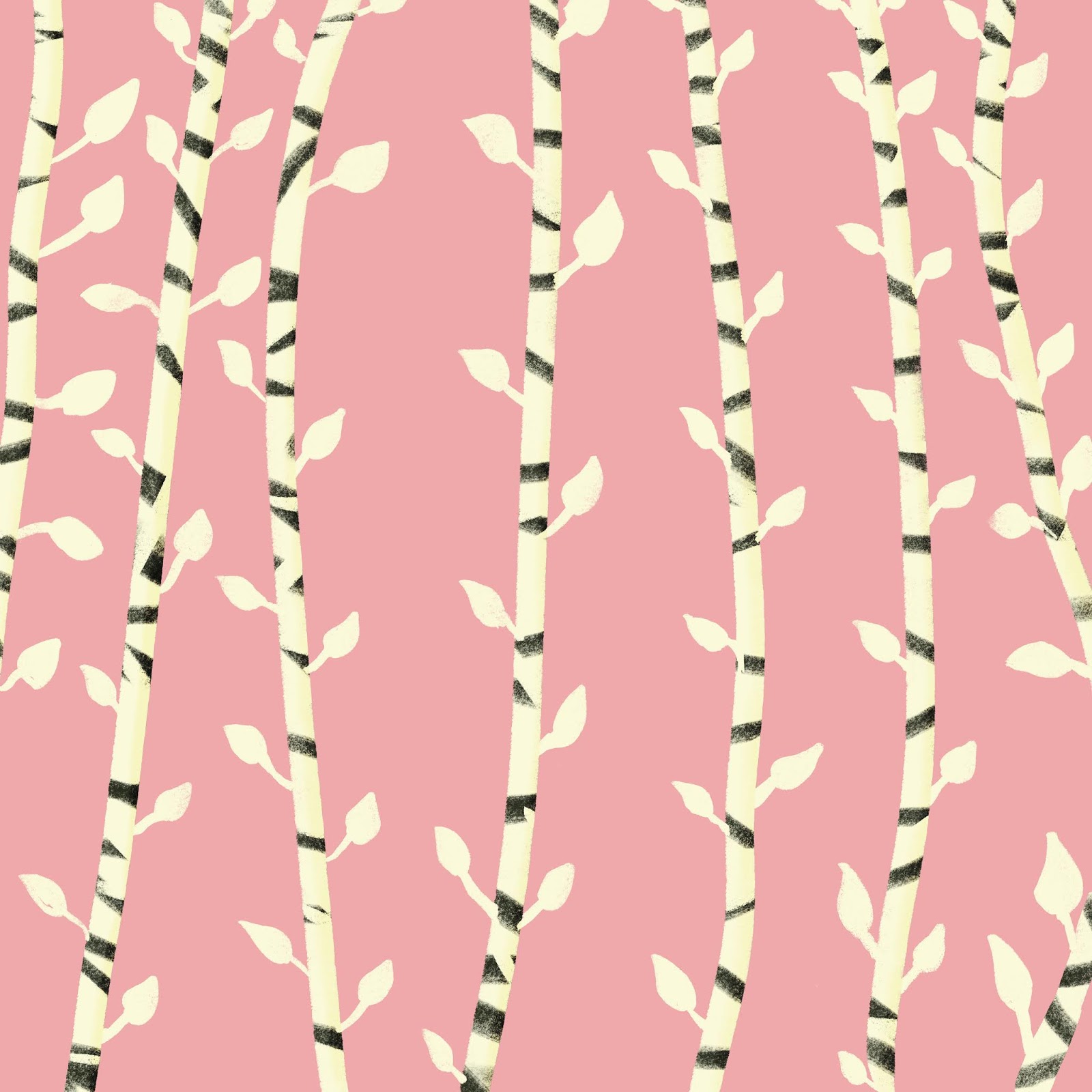 digital illustration pattern of birch on pink background by Stella Visual