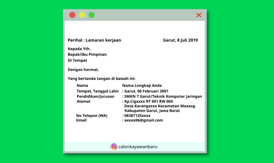 Contoh Dan Cara Membuat Surat Lamaran Kerja Pt Pabrik 2019