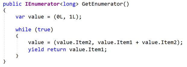 Jeremy Bytes: Implementing a Fibonacci Sequence with Value Tuples in C# 7