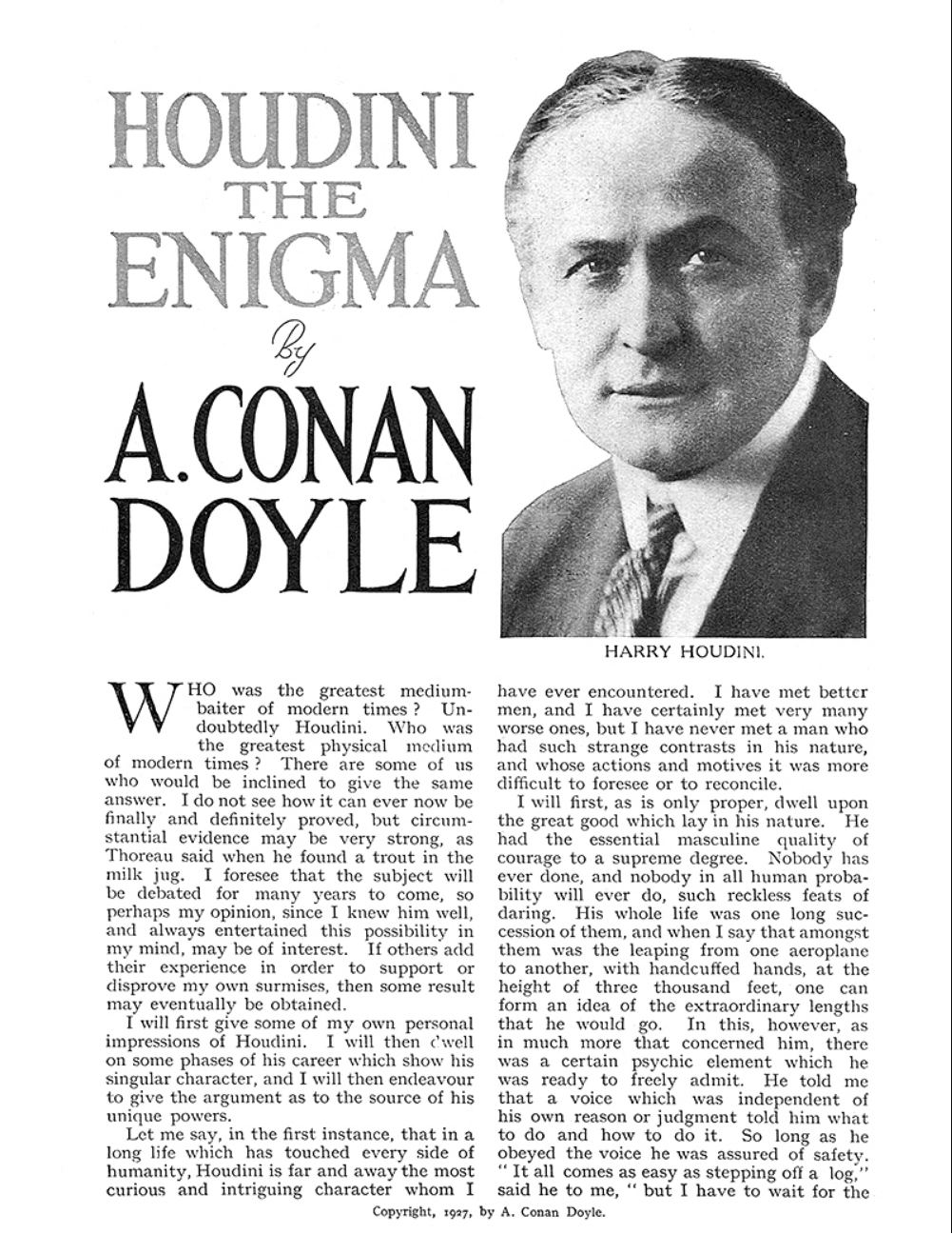 THE HOUDINI FILE HOUDINI THE ENIGMA