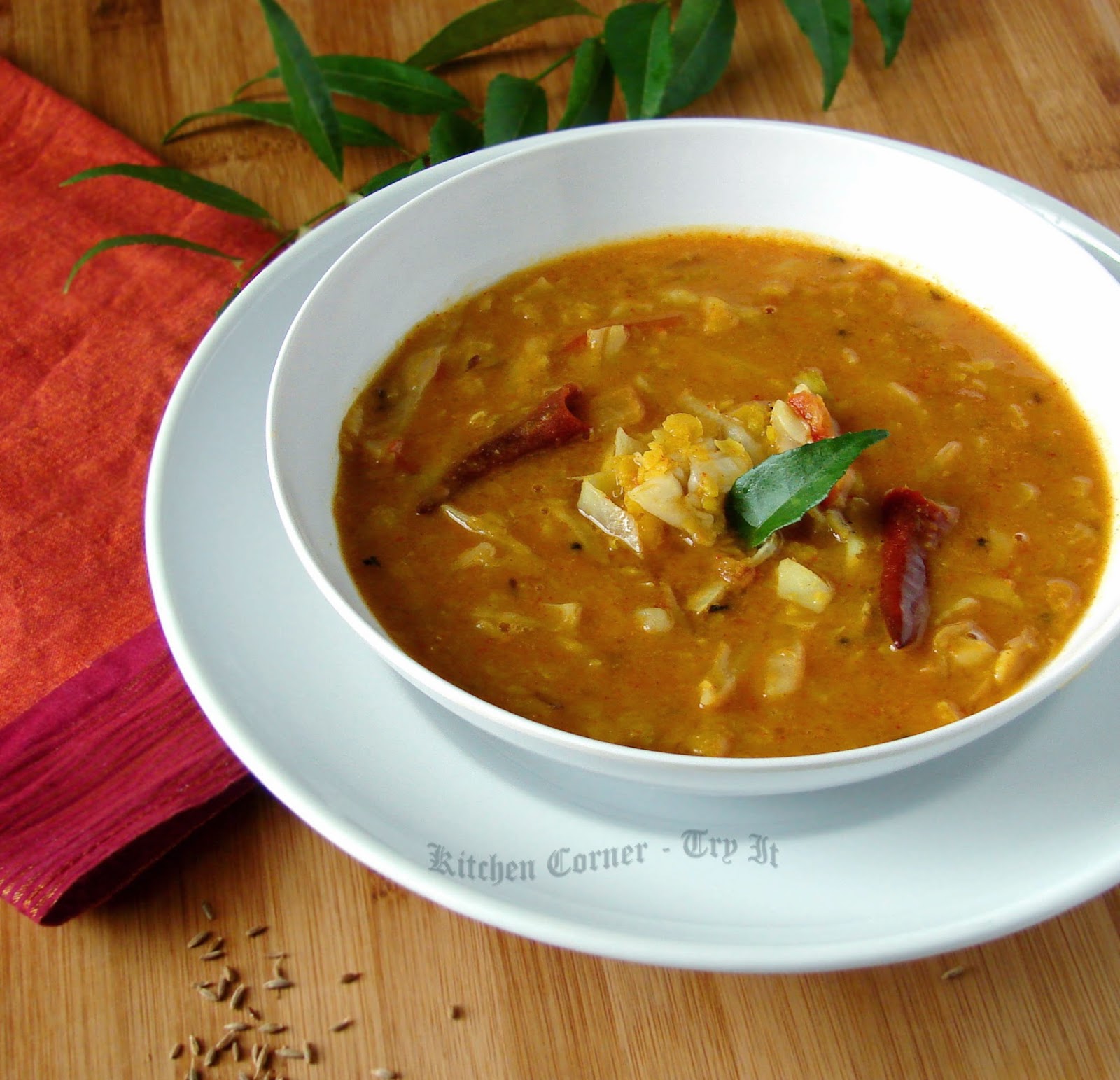 Cabbage Kadala Parippu Curry/ Cabbage Dal Curry