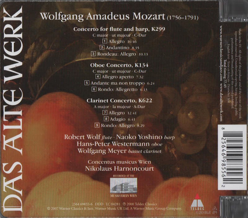 Music For Life Mozart Concerto; Oboe Concerto; Concerto for flute and harp Harnoncourt