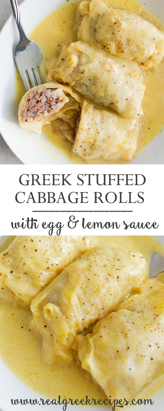 Stuffed Cabbage Rolls Recipe In EggLemon Sauce (Lahanodolmades