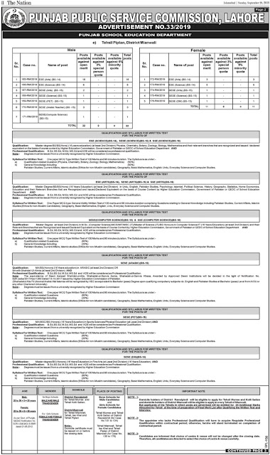 Punjab Educators Jobs Latest 2019-PPSC Punjab Educators Jobs