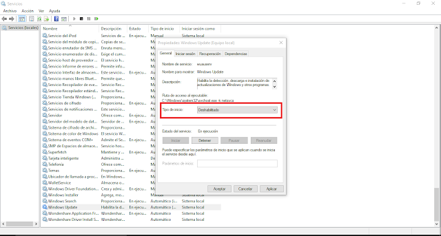 deshabilitar actualizaciones automáticas
