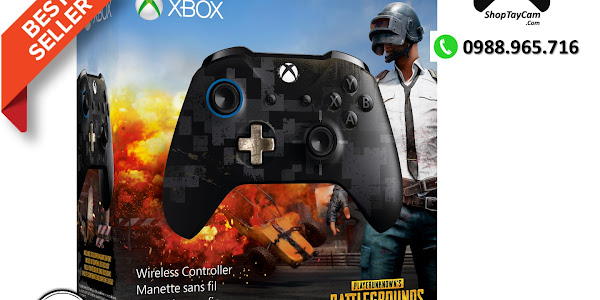 Tay Cầm Xbox One S Chính Hãng Bản Đen PUGB Limited Edition + Cáp Cable USB + Bọc Cần Analog