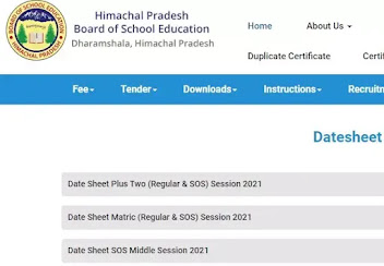 HPBOSE 10th and 12th Final Exam Date Sheet