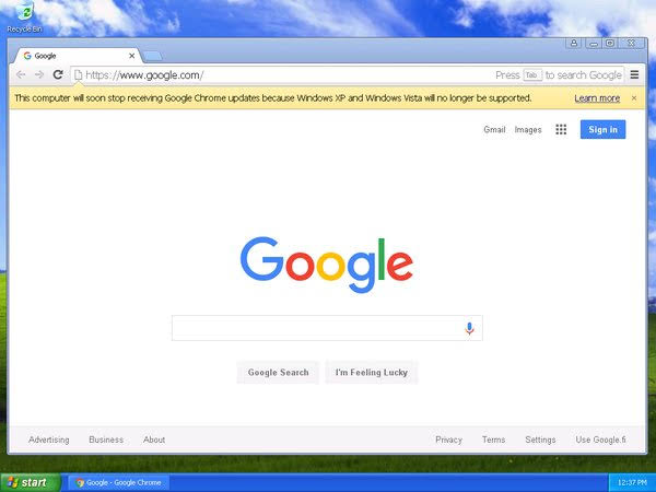 google chrome support windows xp