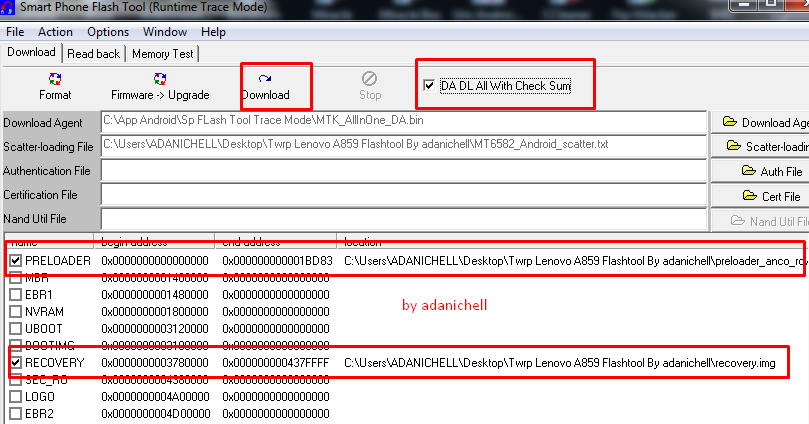 Cara Pasang Twrp Lenovo A859 via Flashtool AdaniChell