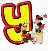 Lindo alfabeto de Mickey y Minnie tocando el piano Y.