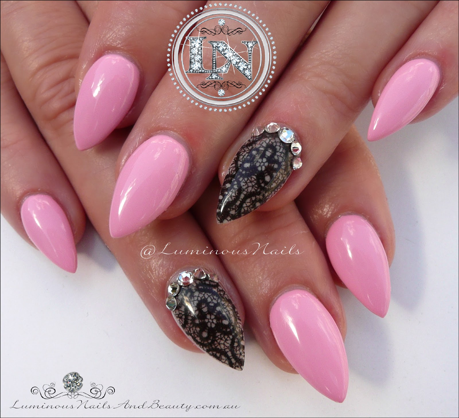 Black and pink acrylic nails photo Black and pink acrylic nails photo