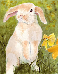 rabbit watercolor floppy eared bunny painting rabbits easter artwork paintings happy illustrations