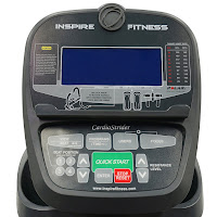 Cardio Strider 4's console with bright blue backlit LCD display, image
