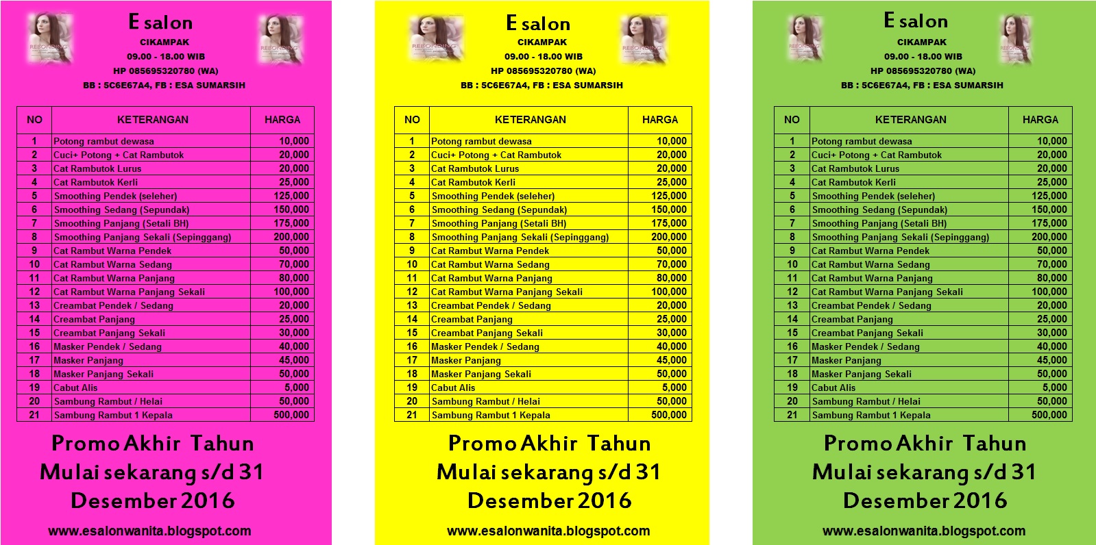Esa Salon (ESALON), Salon Khusus Wanita Bogor: Promo Akhir ...