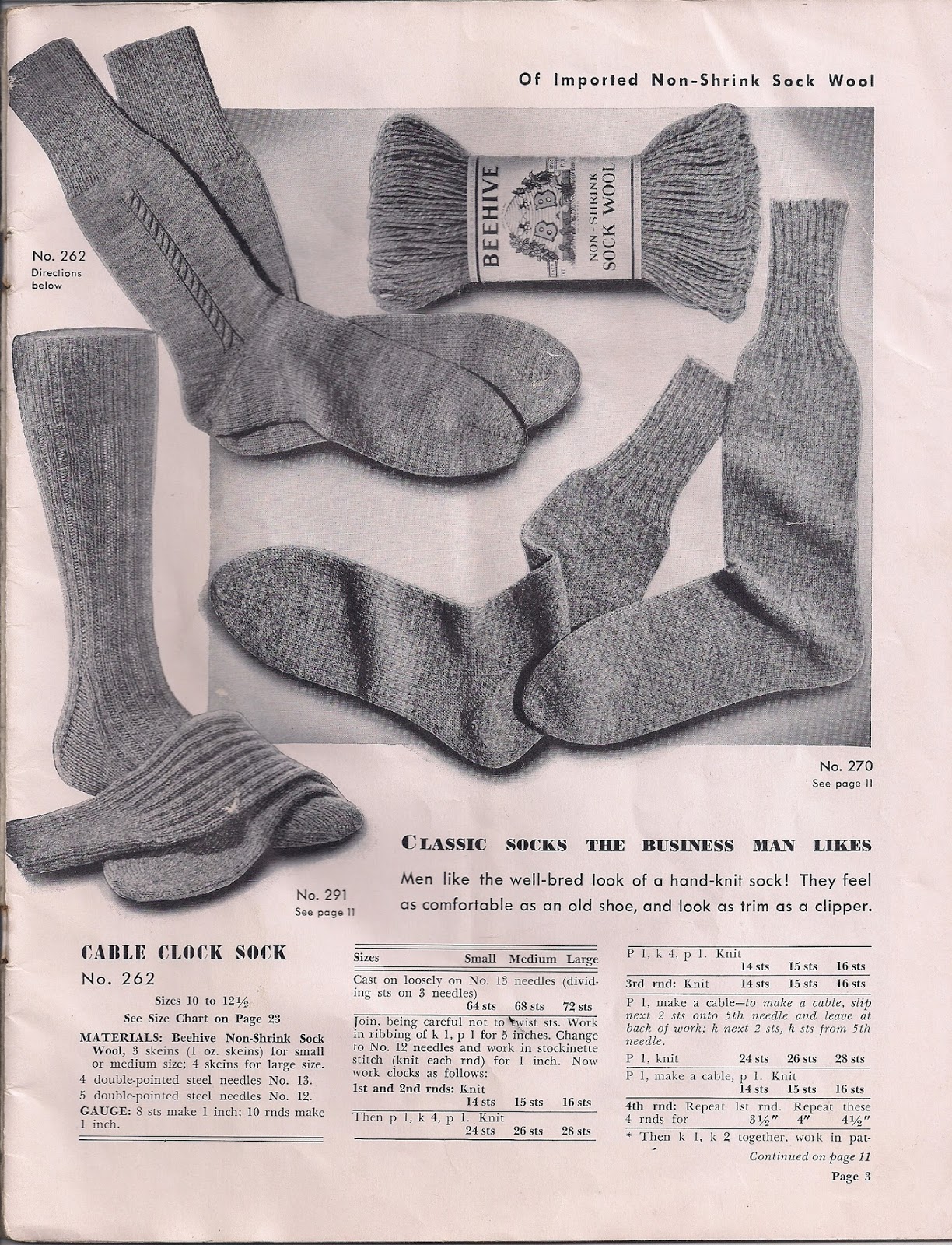 Apron History: Socks- Handknit by Beehive 1940