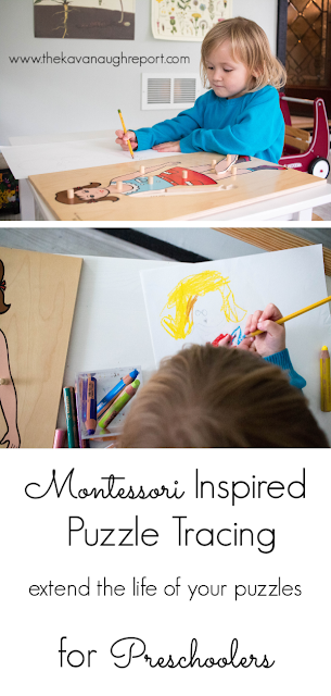 Extend the life of your puzzles with tracing - this Montessori inspired activity is a hit with many preschoolers