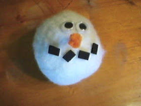 Easy FAKE Felted Snowman Snowball Craft Ornament to make Christmas Tree Decoration