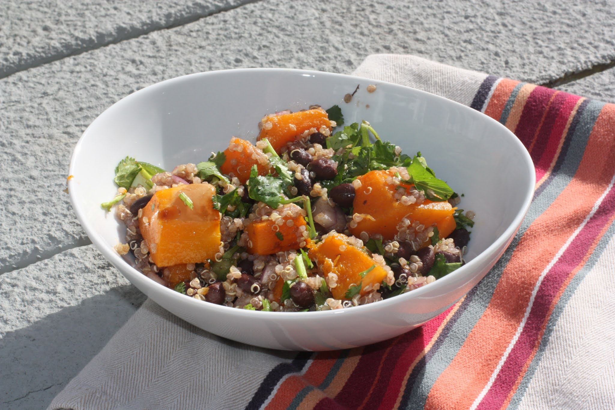 Chow and Chatter Butternut squash, black bean and quinoa salad