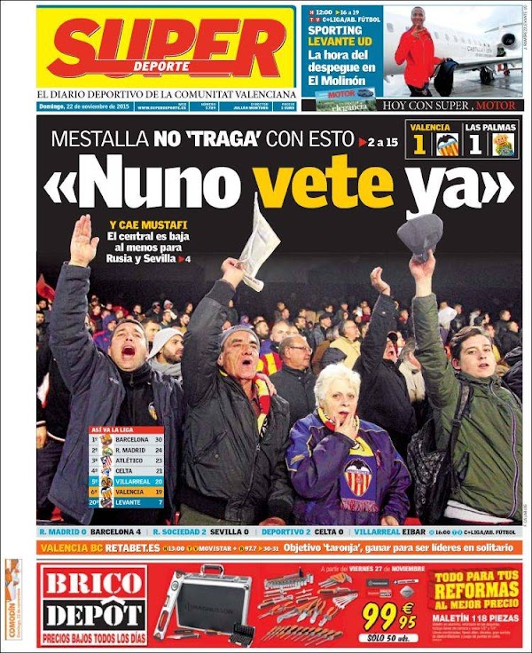 Valencia, Superdeporte: "Nuno vete ya"