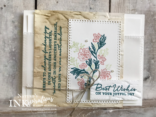 By Angie McKenzie for #GDP241 Color Challenge entry; Click READ or VISIT to go to my blog for details! Featuring the Path of Petals Stamp Set, Ornate Layers Dies and Old World Paper 3D Embossing Folder which is available to customers on June 3, 2020; #GDP241 #stampinup #handmadecards #naturesinkspirations #stationerybyangie #naturecards #anyoccasioncards #cardchallenges #makingotherssmileonecreationatatime #pathofpetalsstampset #ornatelayersdies #sponging #cardtechniques #keepstamping