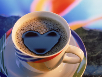 Cup of Coffee with Foam in the Shape of a Heart