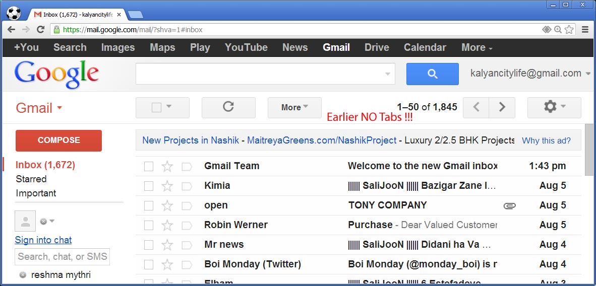 Disable Primary, Social and Promotions Tabs in Gmail