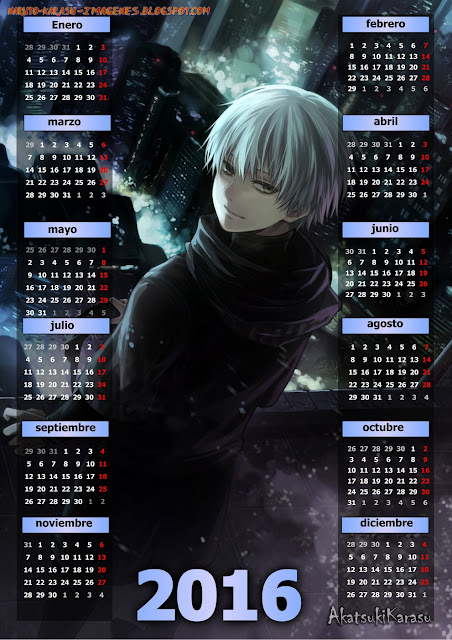 calendario 2016 tokyo ghoul