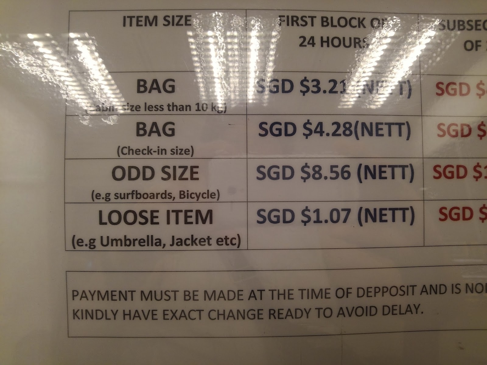 Daily Route Changi airport left luggage