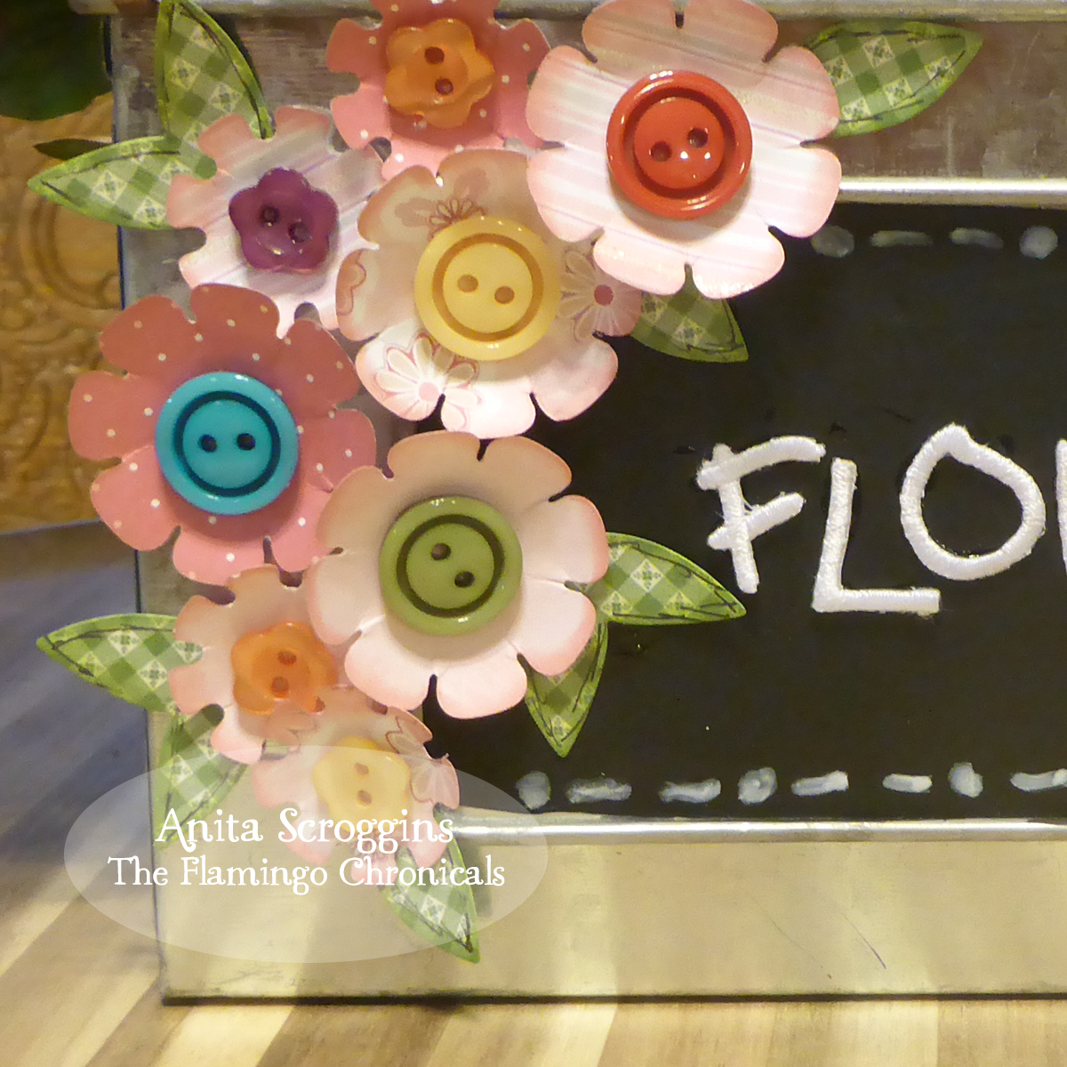 Creating with Joy Use a metal organizer bin for flowers