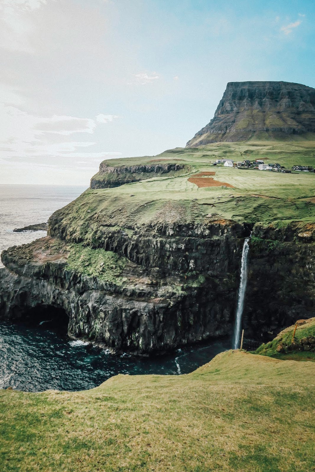Gasadalur Mulafossur waterfall faroe islands liquidgrain liquid grain Gasadalur Mulafossur waterfall faroe islands liquidgrain liquid grain