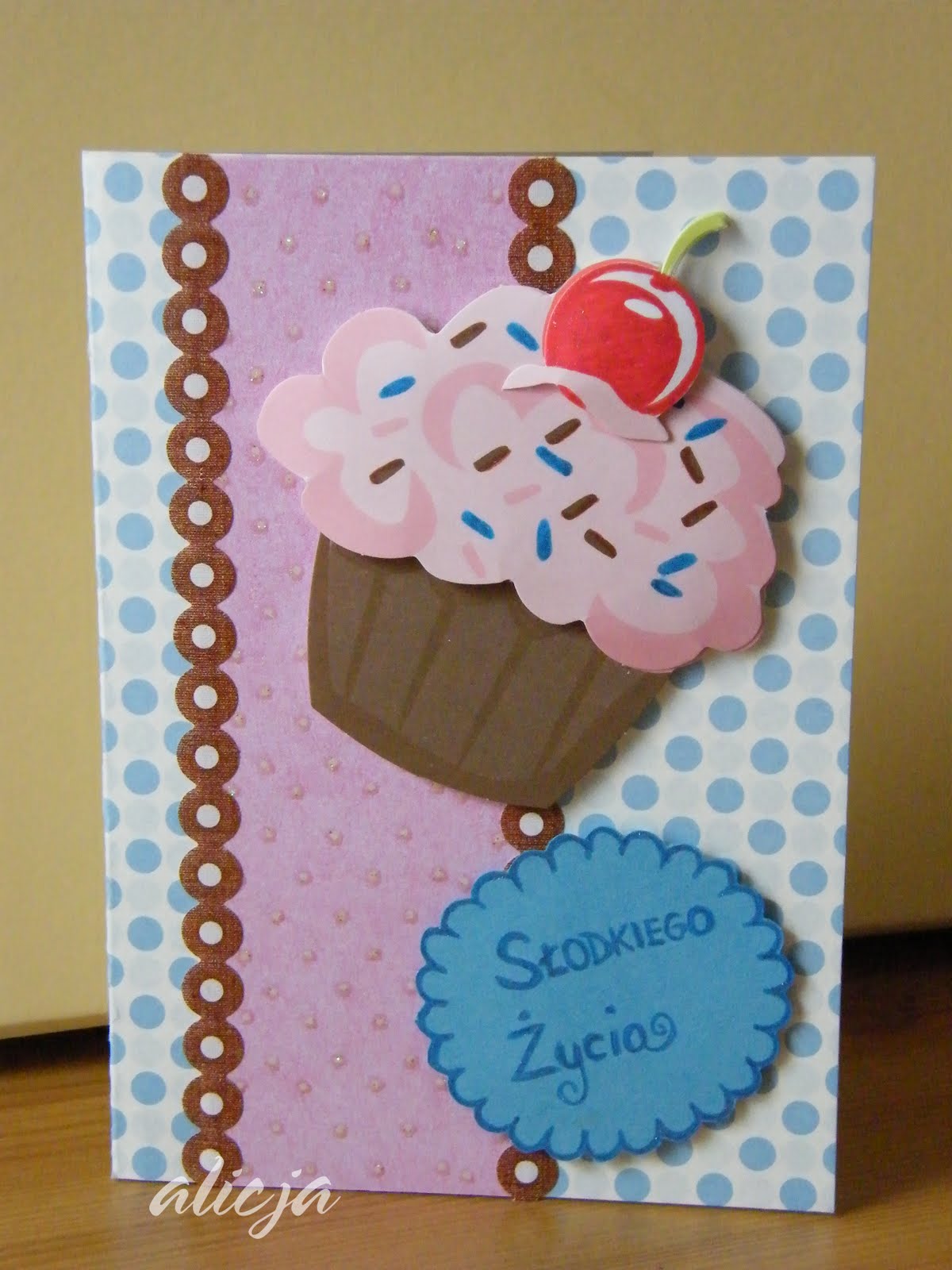 Alicja w Krainie Szpargałów Kartka urodzinowa na słodko